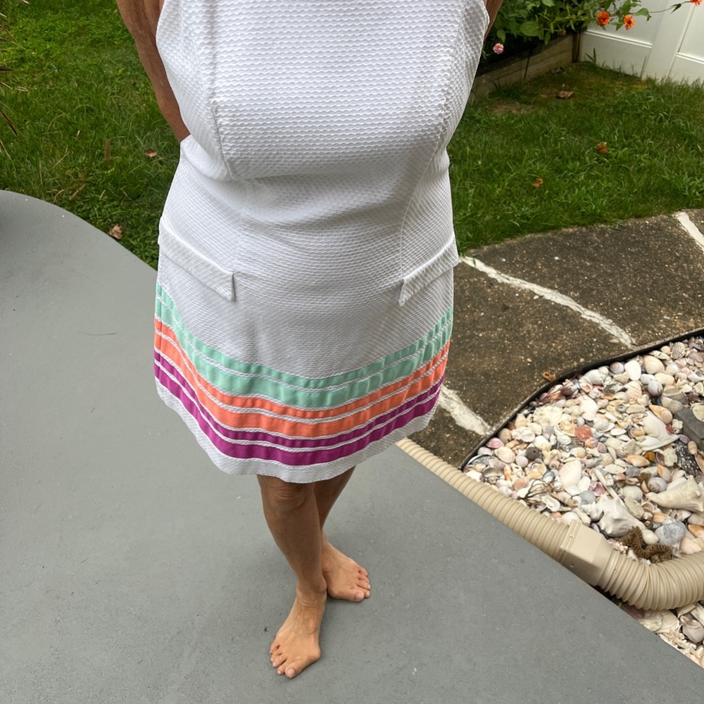 Lilly Pulitzer White Strapless Dress with Colorful Stripes